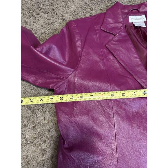 CHADWICKS Fuchsia Leather Jacket Blazer 2-Button Preppy Classic Academia 14 - Picture 9 of 11